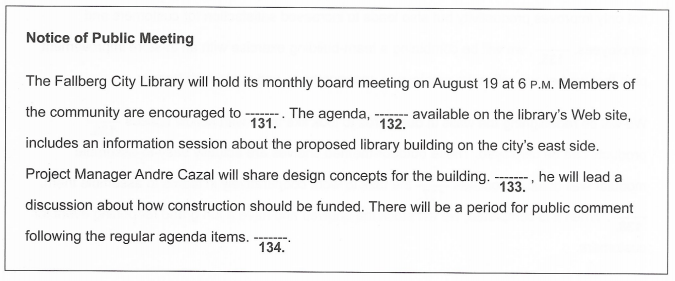 Questions 131-134 refer to the following notice